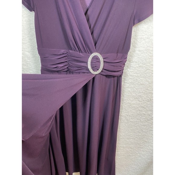 R&M Richards Dress Womens Sz 10 Midi Formal Dark Purple‎  Rhinestone Front - Picture 5 of 11